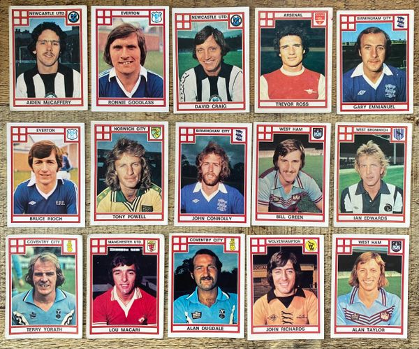 15X 1978 ORIGINAL UNUSED PANINI FOOTBALL 78 STICKERS VARIOUS ENGLISH PLAYERS