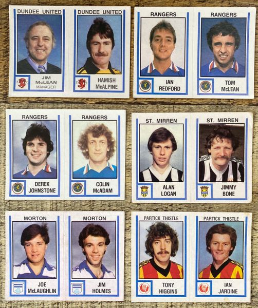 6X 1981 ORIGINAL UNUSED PANINI FOOTBALL 81 STICKERS VARIOUS SCOTTISH