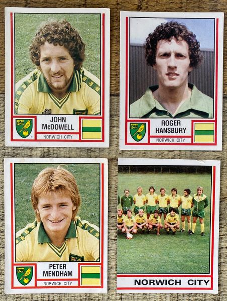 4X 1981 ORIGINAL UNUSED PANINI FOOTBALL 81 STICKERS NORWICH CITY