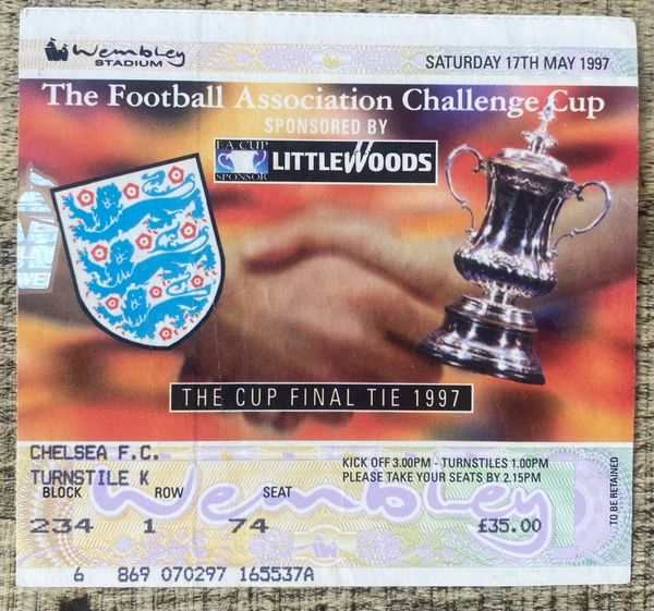 1997 ORIGINAL FA CUP FINAL TICKET MIDDLESBROUGH V CHELSEA (CHELSEA ALLOCATION)