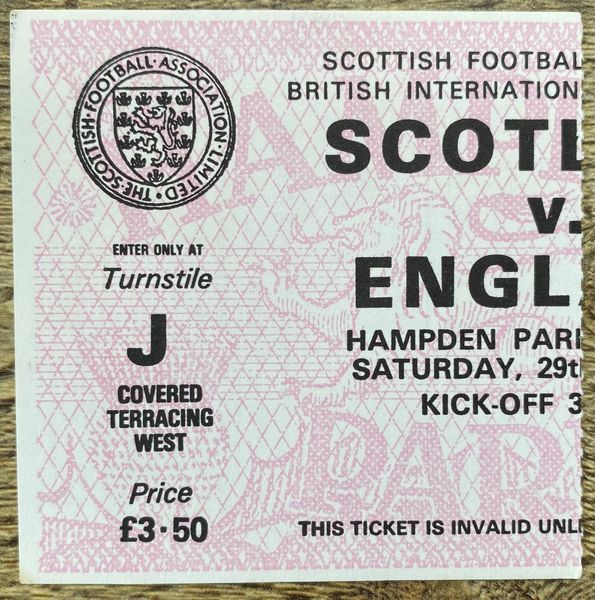 1982 BRITISH HOME INTERNATIONAL CHAMPIONSHIP TICKET SCOTLAND V ENGLAND @HAMPDEN PARK