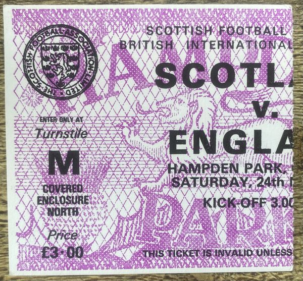 1980 BRITISH HOME INTERNATIONAL CHAMPIONSHIP TICKET SCOTLAND V ENGLAND @HAMPDEN PARK