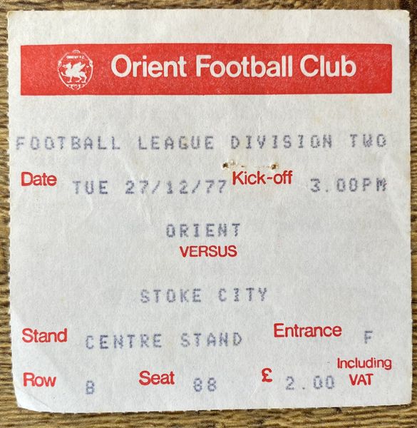 1977/78 ORIGINAL DIVISION TWO TICKET ORIENT V STOKE CITY