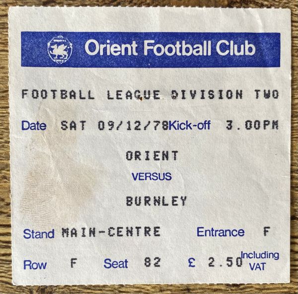 1978/79 ORIGINAL DIVISION TWO TICKET ORIENT V BURNLEY