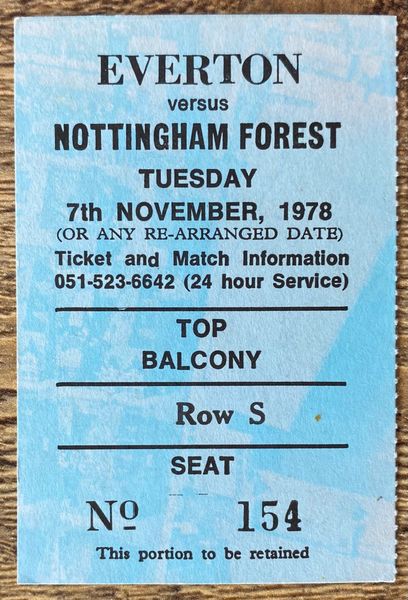 1978/79 ORIGINAL LEAGUE CUP 4TH ROUND TICKET EVERTON V NOTTINGHAM FOREST