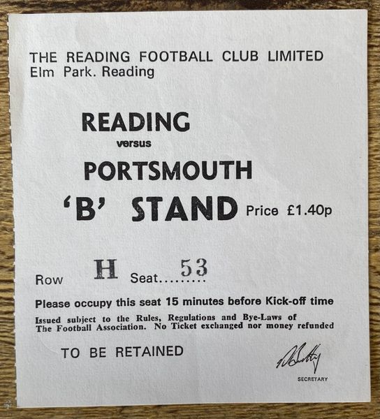 1976/77 ORIGINAL DIVISION THREE TICKET READING V PORTSMOUTH