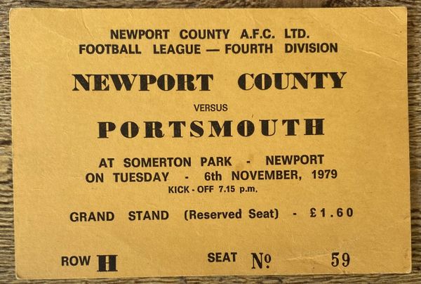 1979/80 ORIGINAL DIVISION FOUR TICKET NEWPORT COUNTY V PORTSMOUTH