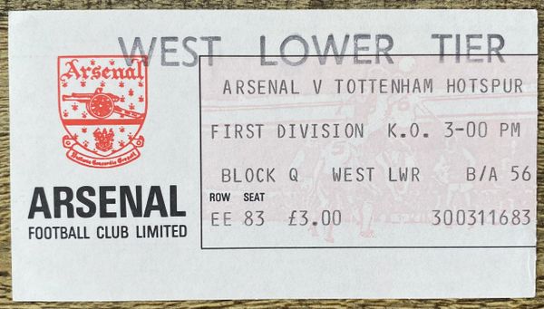 1 1981/82 ORIGINAL DIVISION ONE TICKET ARSENAL V TOTTENHAM HOTSPUR