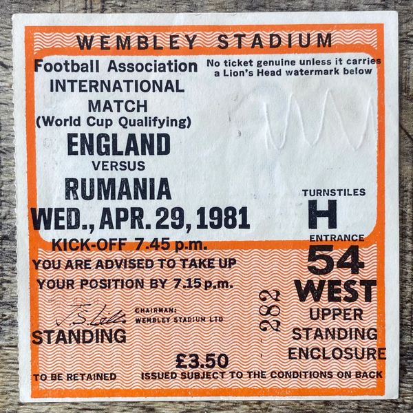 1981 ORIGINAL WORLD CUP QUALIFYING TICKET ENGLAND V ROMANIA @WEMBLEY