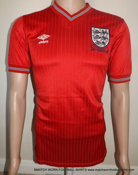 1984 MATCH WORN UMBRO ENGLAND U18 AWAY SHIRT #8