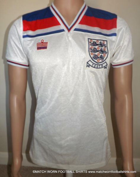 ENGLAND 1982 ADMIRAL MATCH WORN YOUTH SHIRT #2