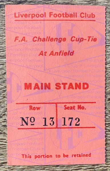 1976/77 ORIGINAL FA CUP ROUND 6 TICKET LIVERPOOL V MIDDLESBROUGH