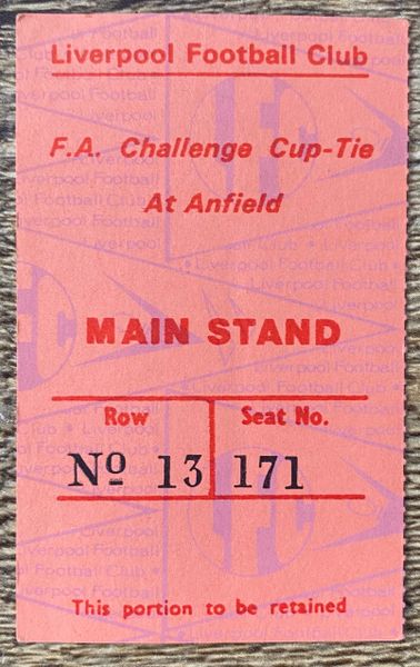 1976/77 ORIGINAL FA CUP ROUND 6 TICKET LIVERPOOL V MIDDLESBROUGH