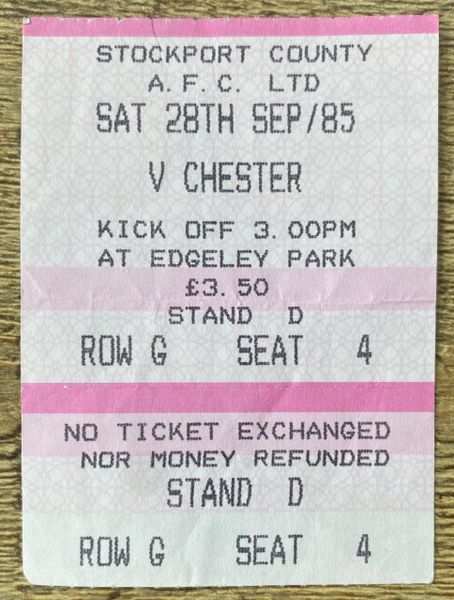 1985/86 ORIGINAL DIVISION FOUR TICKET STOCKPORT V CHESTER CITY