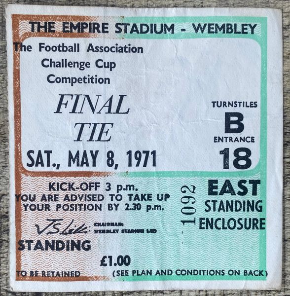 1971 ORIGINAL FA CUP FINAL TICKET ARSENAL V LIVERPOOL