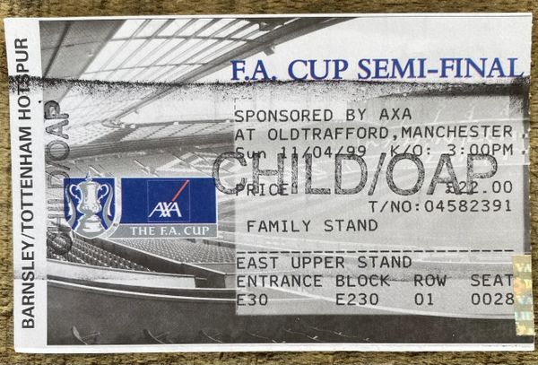 1999 ORIGINAL FA CUP SEMI FINAL TICKET NEWCASTLE V TOTTENHAM HOTSPUR @ OLD TRAFFORD (SPURS ALLOCATION)