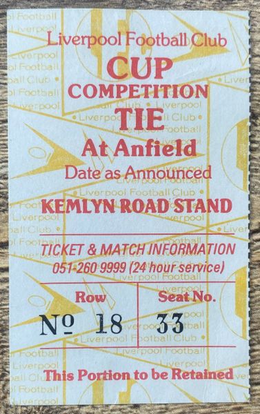 1985/86 ORIGINAL SCREENSPORT SUPER CUP TICKET LIVERPOOL V TOTTENHAM HOTSPUR