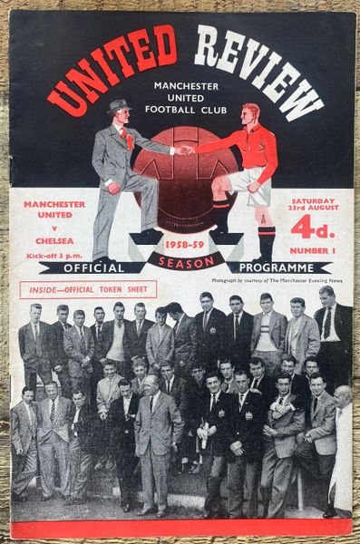 1958/59 ORIGINAL DIVISION ONE PROGRAMME MANCHESTER UNITED V CHELSEA (WITH TOKEN AND TOKEN SHEET)