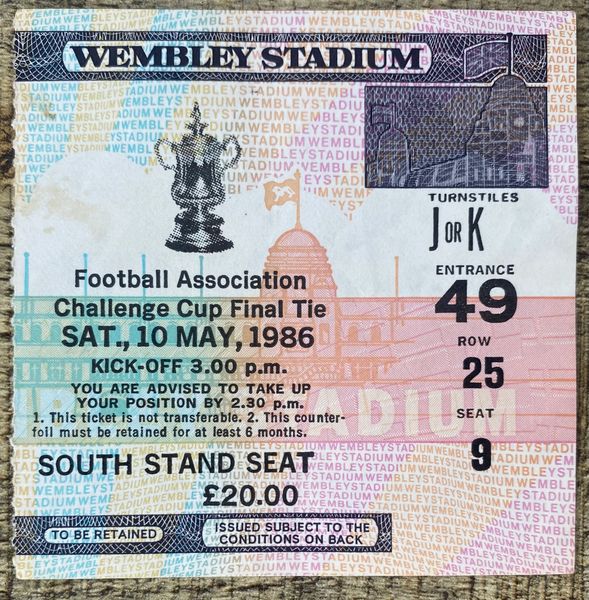 1986 ORIGINAL FA CUP FINAL TICKET LIVERPOOL V EVERTON
