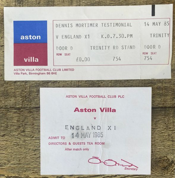 1985 ORIGINAL UNUSED DENNIS MORTIMER TESTIMONIAL TICKET ASTON VILLA V ENGLAND XI