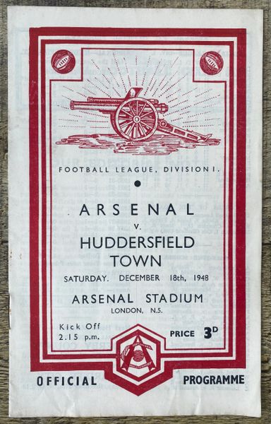 1948/49 ORIGINAL DIVISION ONE PROGRAMME ARSENAL V HUDDERSFIELD TOWN
