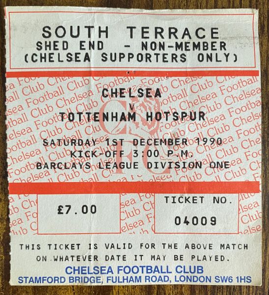 1990/91 ORIGINAL DIVISION ONE TICKET CHELSEA V TOTTENHAM HOTSPUR