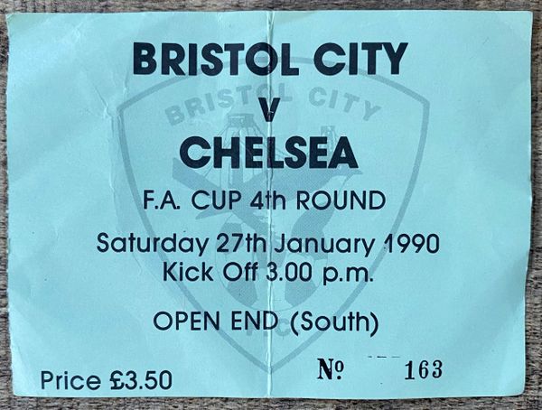 1989/90 ORIGINAL FA CUP 4TH ROUND TICKET BRISTOL CITY V CHELSEA (CHELSEA ALLOCATION)