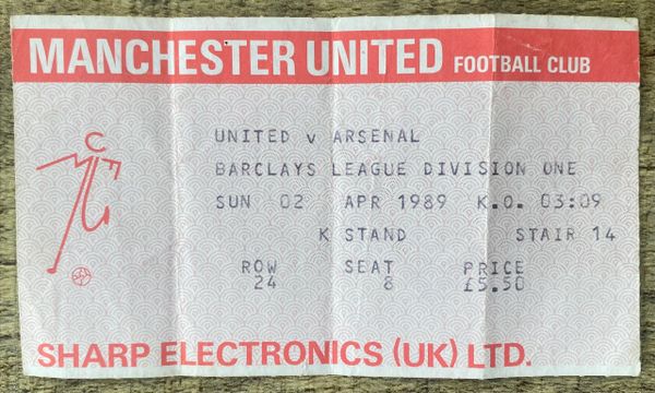 1988/89 ORIGINAL DIVISION ONE TICKET MANCHESTER UNITED V ARSENAL