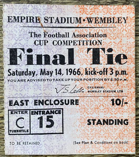 1966 ORIGINAL FA CUP FINAL TICKET EVERTON V SHEFFIELD WEDNESDAY