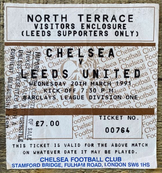 1990/91 ORIGINAL DIVISION ONE LEAGUE TICKET CHELSEA V LEEDS UNITED (VISITORS ALLOCATION)