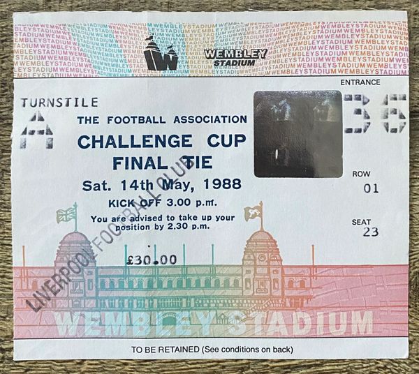 1988 ORIGINAL FA CUP FINAL TICKET LIVERPOOL V WIMBLEDON (LIVERPOOL ALLOCATION)