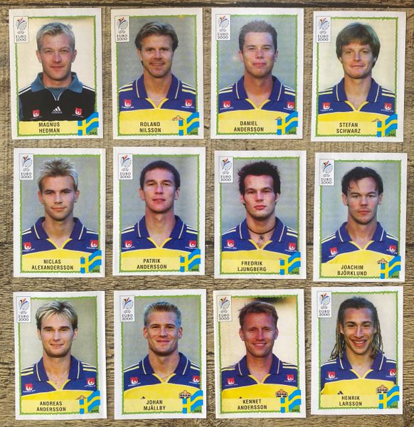 12X EURO 2000 PANINI ORIGINAL SWEDEN UNUSED STICKERS