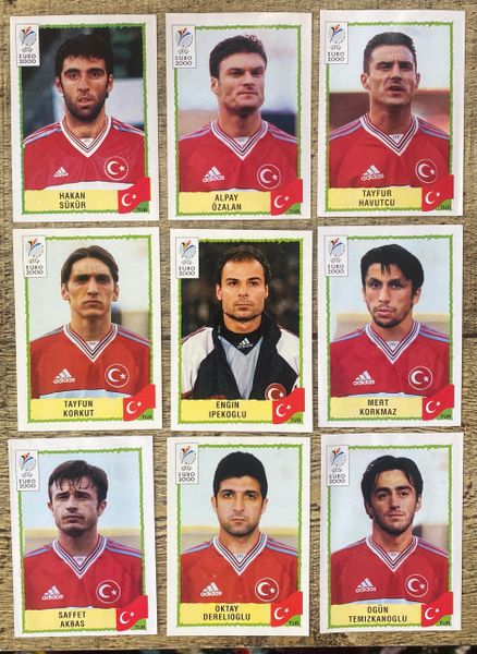 9X EURO 2000 PANINI ORIGINAL TURKEY UNUSED STICKERS