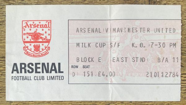 1982/83 ORIGINAL FA CUP SEMI FINAL 1ST LEG TICKET MANCHESTER UNITED V ARSENAL