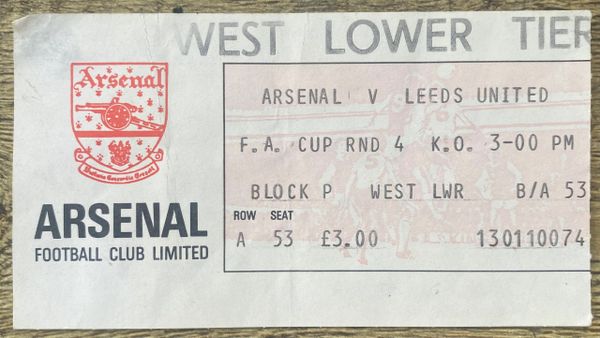 1982/83 ORIGINAL FA CUP 4TH ROUND TICKET ARSENAL V LEEDS UNITED