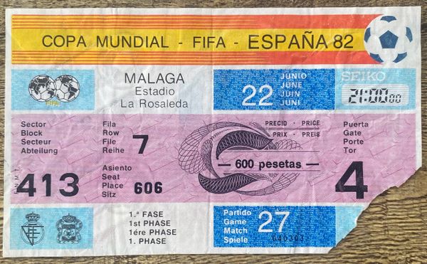 1982 ORIGINAL WORLD CUP TICKET SOVIET UNION V SCOTLAND @MALAGA