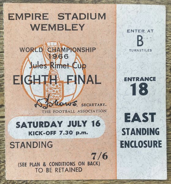 1966 ORIGINAL WORLD CUP 1st ROUND TICKET ENGLAND V MEXICO @ WEMBLEY