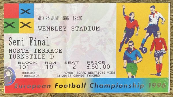 1996 ORIGINAL EURO 96 SEMI FINAL TICKET GERMANY V ENGLAND @WEMBLEY, LONDON