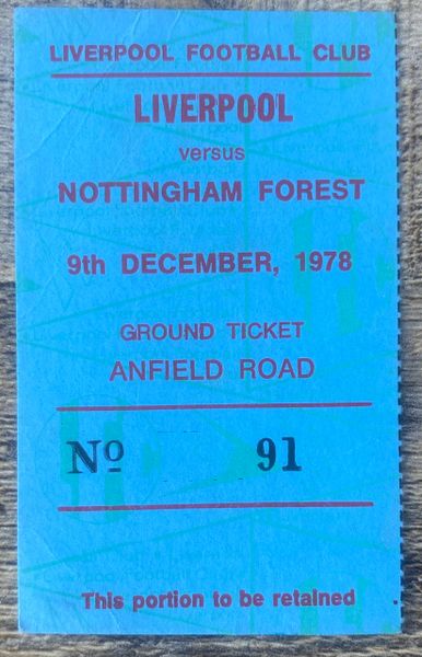 1978/79 ORIGINAL DIVISION ONE TICKET LIVERPOOL V NOTTINGHAM FOREST