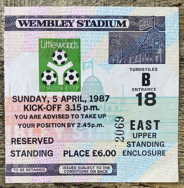 1987 ORIGINAL LITTLEWOODS LEAGUE CUP FINAL TICKET ARSENAL V LIVERPOOL (ARSENAL END)