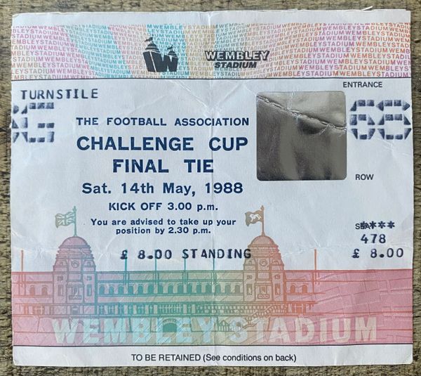 1988 ORIGINAL FA CUP FINAL TICKET LIVERPOOL V WIMBLEDON