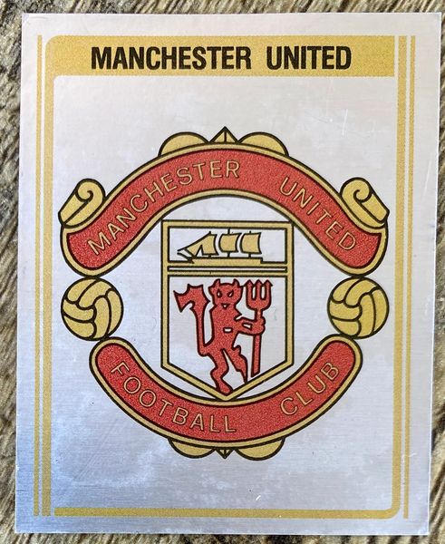 1980 ORIGINAL UNUSED PANINI FOOTBALL 80 STICKER MANCHESTER UNITED BADGE 222