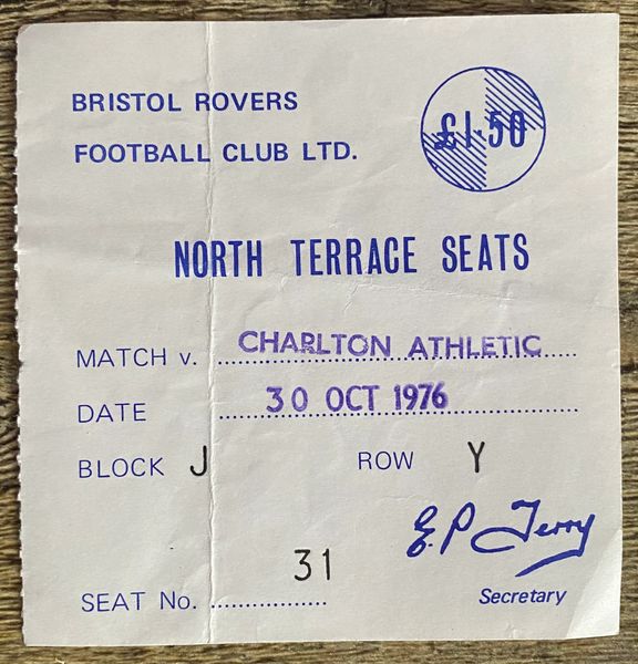 1976/77 ORIGINAL DIVISION TWO TICKET BRISTOL ROVERS V CHARLTON ATHLETIC