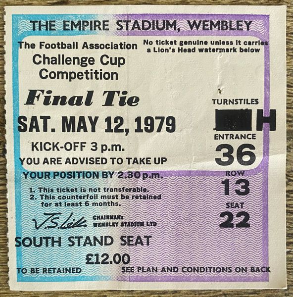 1979 ORIGINAL FA CUP FINAL TICKET MANCHESTER UNITED V ARSENAL