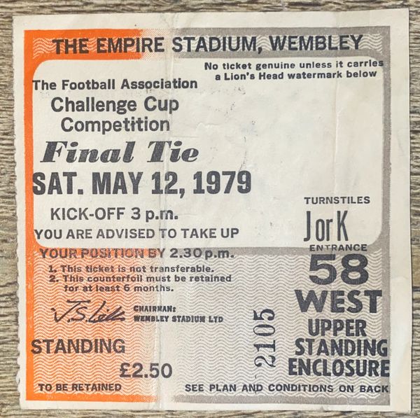 1979 ORIGINAL FA CUP FINAL TICKET MANCHESTER UNITED V ARSENAL (MAN UTD ALLOCATION)