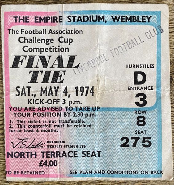 1974 ORIGINAL FA CUP FINAL TICKET NEWCASTLE UNITED V LIVERPOOL (LIVERPOOL ALLOCATION)