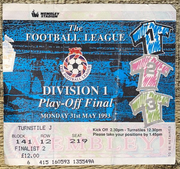 1992/93 ORIGINAL DIVISION ONE PLAY OFF TICKET LEICESTER CITY V SWINDON TOWN @WEMBLEY