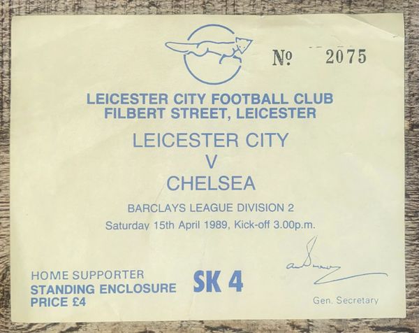 1988/89 ORIGINAL DIVISION TWO TICKET LEICESTER CITY V CHELSEA