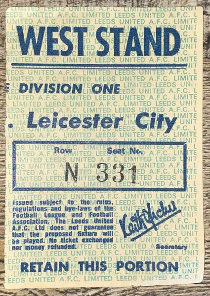 1975/76 ORIGINAL DIVISION ONE TICKET LEEDS UNITED V LEICESTER CITY