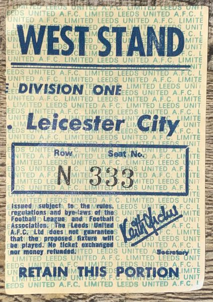 1975/76 ORIGINAL DIVISION ONE TICKET LEEDS UNITED V LEICESTER CITY